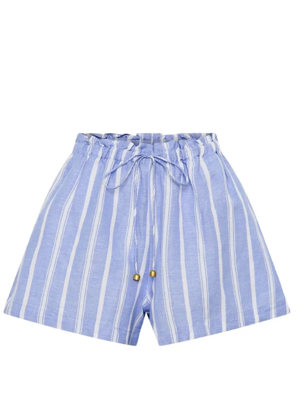 Kivari Striped White Blue Cotton Linen CAPRI Shorts US 4 Small NWT - Picture 3 of 14